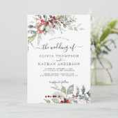 Sneeuwrijke Winter Bessen Botanische Monogram Brui Kaart (Staand voorkant)