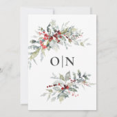 Sneeuwrijke Winter Bessen Botanische Monogram Brui Kaart (Achterkant)