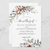 Sneeuwrijke Winter Bessen Botanische Monogram Brui Kaart (Voorkant / Achterkant)