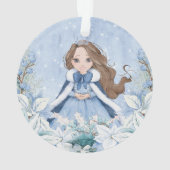 Sneeuwrijke Winter Brunette Prinses Ornament (achterkant)