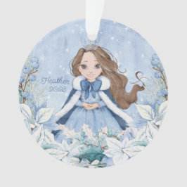 Sneeuwrijke Winter Brunette Prinses Ornament
