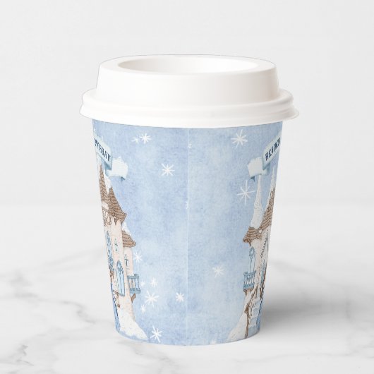 Sneeuwrijke Winter Brunette Prinses Verjaardag Papieren Bekers (Rechts)