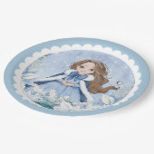 Sneeuwrijke Winter Brunette Prinses Verjaardag Papieren Bordje (Gekanteld)
