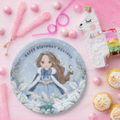 Sneeuwrijke Winter Brunette Prinses Verjaardag Papieren Bordje (Feest)