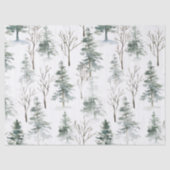 Sneeuwrijke winter-groene bomen Kerstpatroon Tissuepapier (Voorkant)