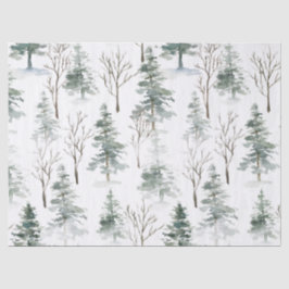 Sneeuwrijke winter-groene bomen Kerstpatroon Tissuepapier