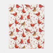 Sneeuwrijke Winter Kardinalen Winterberry Kerstmis Fleece Deken (Voorkant)