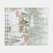 Sneeuwrijke Winter Kerstmis Cabine Scène Fleece Deken (Voorkant (Horizontaal))