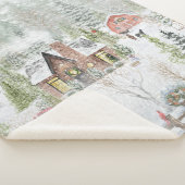 Sneeuwrijke Winter Kerstmis Cabine Scène Sherpa Deken (3/4)