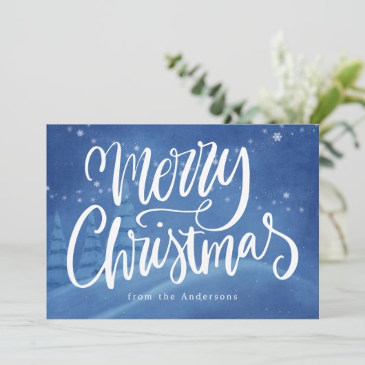 Sneeuwrijke Winter Kerstmis Non-foto Feestdagenkaart (Staand voorkant)