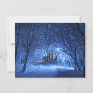 Sneeuwrijke Winter Nacht Kaart