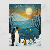 Sneeuwrijke Winter Nacht Pinguïn Kerst Feestdagen (Voorkant)