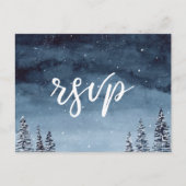 Sneeuwrijke Winter Nacht Waterverf Navy Blauw | RS Briefkaart (Voorkant)