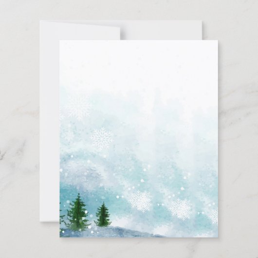 Sneeuwrijke Winter Ochtend Blauw Huwelijk Uitnodig (Achterkant)