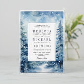 Sneeuwrijke Winter Pijnboombos Foto Collage Bruilo Folie Uitnodiging (Staand Voorkant)