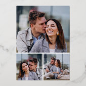 Sneeuwrijke Winter Pijnboombos Foto Collage Bruilo Folie Uitnodiging (Achterkant)