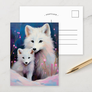 Sneeuwrijke Winter Poolvos Moderne Kunst Briefkaart