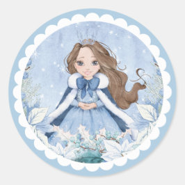 Sneeuwrijke Winter Prinses Ronde Sticker