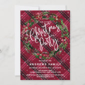 Sneeuwrijke winter rode bloemenkrans flanel kerstm kaart (Voorkant)