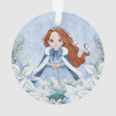 Sneeuwrijke winter rood hoofd prinses ornament (achterkant)