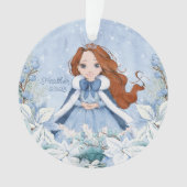 Sneeuwrijke winter rood hoofd prinses ornament (voorkant)