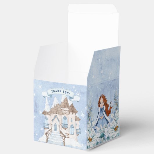 Sneeuwrijke winter rood hoofd prinses verjaardag bedankdoosjes (Geopend)