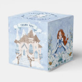 Sneeuwrijke winter rood hoofd prinses verjaardag bedankdoosjes (Achterkant)