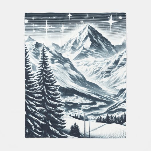 Sneeuwrijke winter wonderland fleece deken (Voorkant)