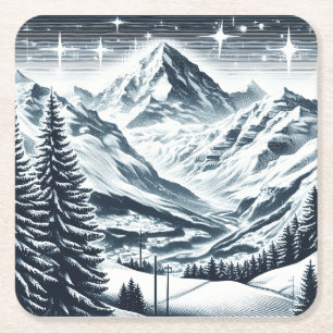 Sneeuwrijke winter wonderland kartonnen onderzetters