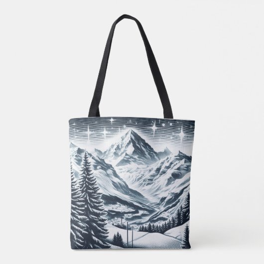 Sneeuwrijke winter wonderland tote bag (Achterkant)