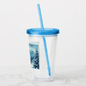 Sneeuwrijke winterberg acryl drinkbeker (Links)