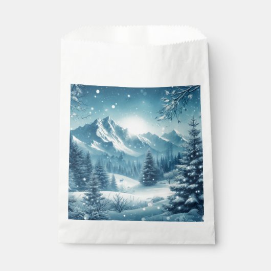 Sneeuwrijke winterberg bedankzakje (Voorkant)