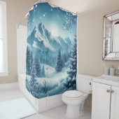 Sneeuwrijke winterberg douchegordijn (In situ)