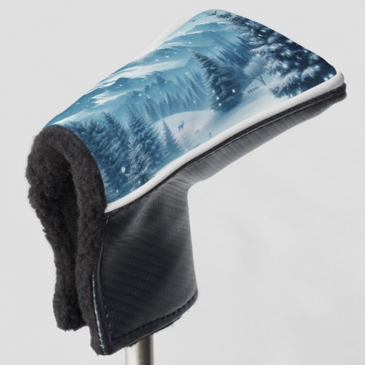 Sneeuwrijke winterberg golfheadcover (3/4 voorkant)