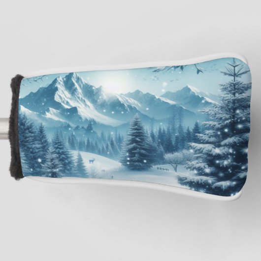 Sneeuwrijke winterberg golfheadcover (Voorkant)
