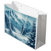 Sneeuwrijke winterberg groot cadeauzakje (Voorkant Gekanteld)