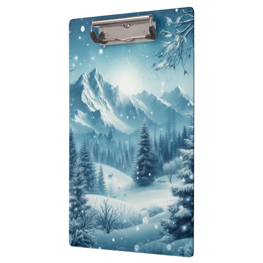 Sneeuwrijke winterberg klembord (Links)