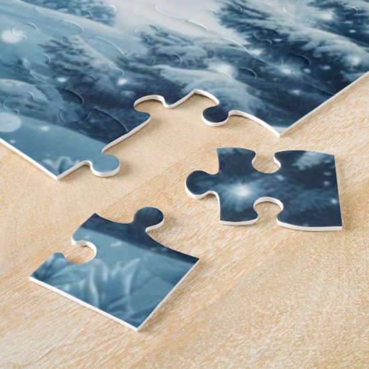 Sneeuwrijke winterberg legpuzzel (Zijkant)