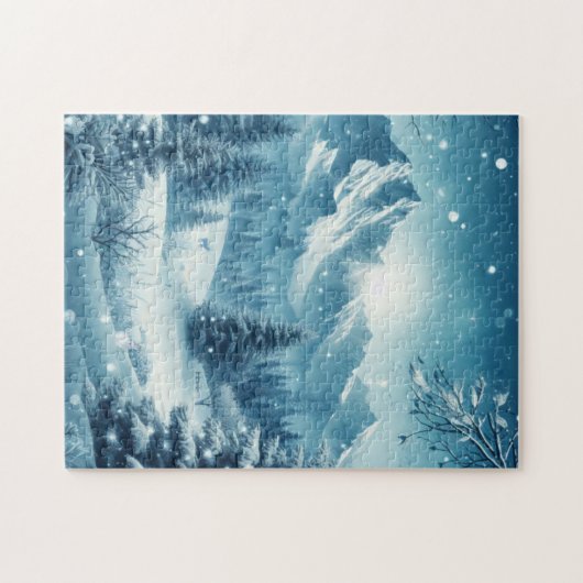 Sneeuwrijke winterberg legpuzzel (Horizontaal)