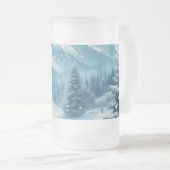 Sneeuwrijke winterberg matglas bierpul (Voorkant rechts)