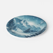 Sneeuwrijke winterberg papieren bordje (Gekanteld)