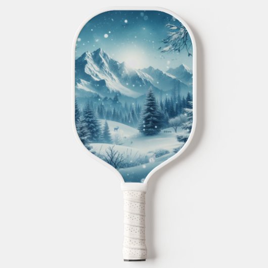 Sneeuwrijke winterberg pickleball paddle (Voorkant)