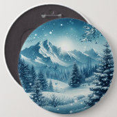 Sneeuwrijke winterberg ronde button 6,0 cm (Voorkant /achterkant)