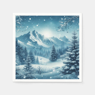Sneeuwrijke winterberg servet