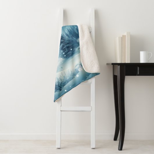 Sneeuwrijke winterberg sherpa deken (In situ)