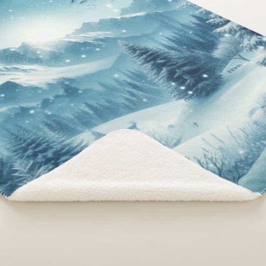 Sneeuwrijke winterberg sherpa deken (3/4)