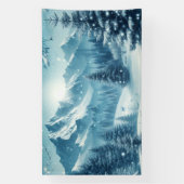 Sneeuwrijke winterberg spandoek (Verticaal)