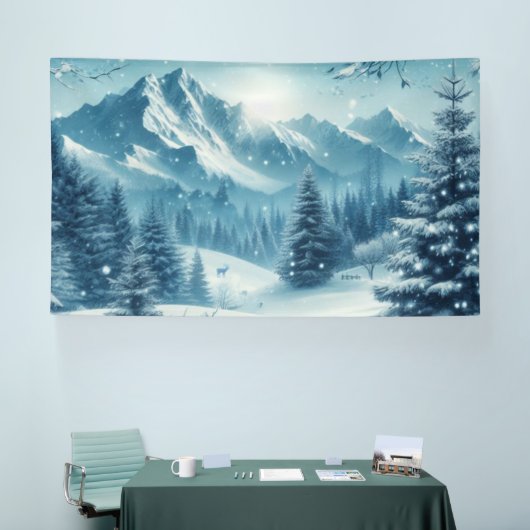 Sneeuwrijke winterberg spandoek (Beurs)