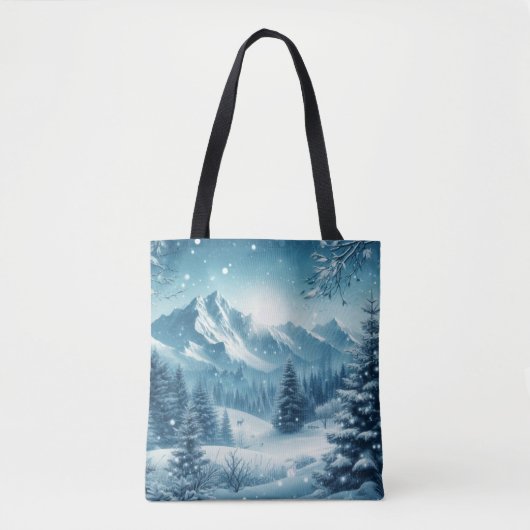 Sneeuwrijke winterberg tote bag (Voorkant)