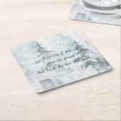 Sneeuwrijke winterbergdennen kartonnen onderzetters (Schuin)